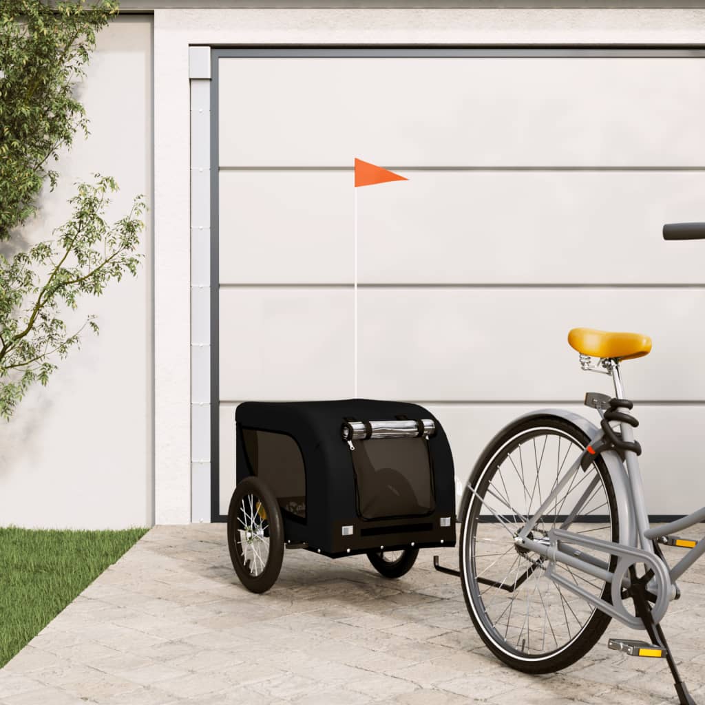 Vidaxl dog bike trailer oxford fabric and iron black
