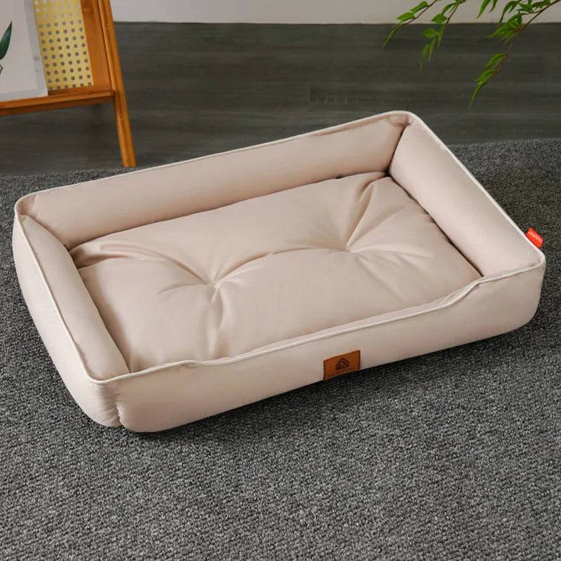 Large plush Pawciara pet sofa bed in warm, comfortable fabric with soft cushioning for cozy relaxation.