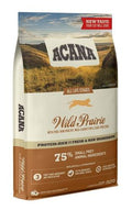 Dry cat food by ACANA Wild Prairie in a 4.5 kg bag, featuring natural ingredients and nutritious formula for cats.