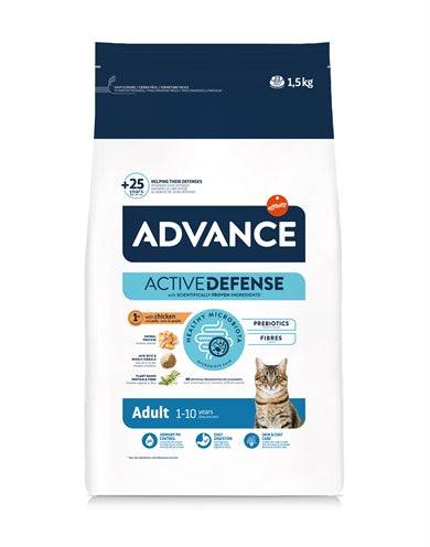 Advance Cat Adult Chicken and Rice dry cat food in a 3 kg bag, featuring high-quality ingredients for adult cats.