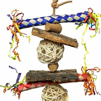 Back Zoo Nature Corky Finger Traps bird toy, 35x18x8 cm, made of cork and colorful materials for bird entertainment.
