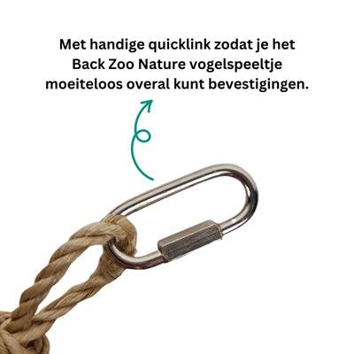 Back Zoo Nature Corky Finger Traps bird toy with colorful cork and fabric, measuring 35x18x8 cm, designed for bird enrichment.