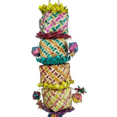 Back Zoo Nature Flower Tower Bird Toy, 45x7x7 cm, colorful natural wood and flower design for small pet birds.