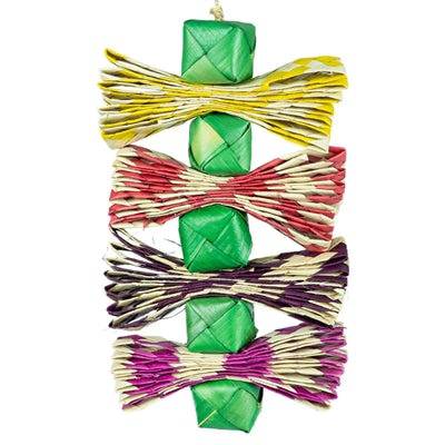 Back Zoo Nature palm leaf tower bird toy, 28x12x3 cm, natural chew and play activity for small parrots and cage birds.