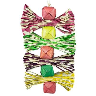 Back Zoo Nature palm leaf tower bird toy, 28x12x3 cm, made of natural materials for bird enrichment and play.