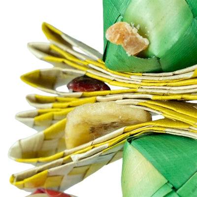 Back Zoo Nature palm leaf tower bird toy, 28x12x3 cm, natural palm leaf design for bird enrichment and play.