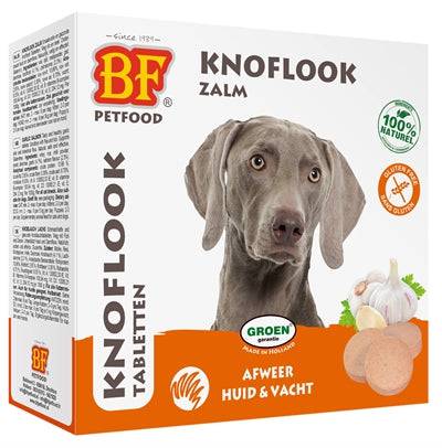 BF Petfood Salmon Dog Treats, 55 pieces, natural salmon-flavored treats for dogs, displayed in a clear package.
