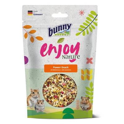 Bunny Nature Enjoynature Power Snack small animal treats in 140g packaging, natural snacks for rabbits or small pets.