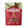 CARNILOVE soft dog treats with quail and oregano in a 200g package, showing the flavorful, natural snack for dogs