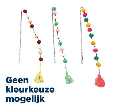 CROCI Pompom Cat Teaser Toy, assorted colorful 30 cm leksaker for cats with fluffy pompom design.