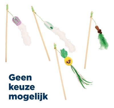 Croci Summer Cat Teaser Toy, assorted 40 cm length, colorful fishing pole-style cat toy for playful cats.