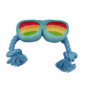 Croci Sommar plush rope toy sunglasses for dogs, 20 cm, featuring colorful soft fabric and playful design.
