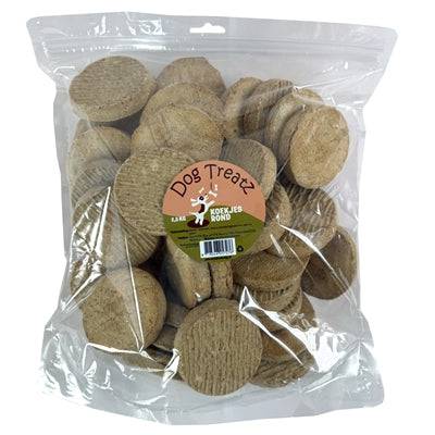 Dog Treatz GODIS KEX round cookies in 2.5 kg bag, showing golden, crunchy dog treats with a classic round shape.