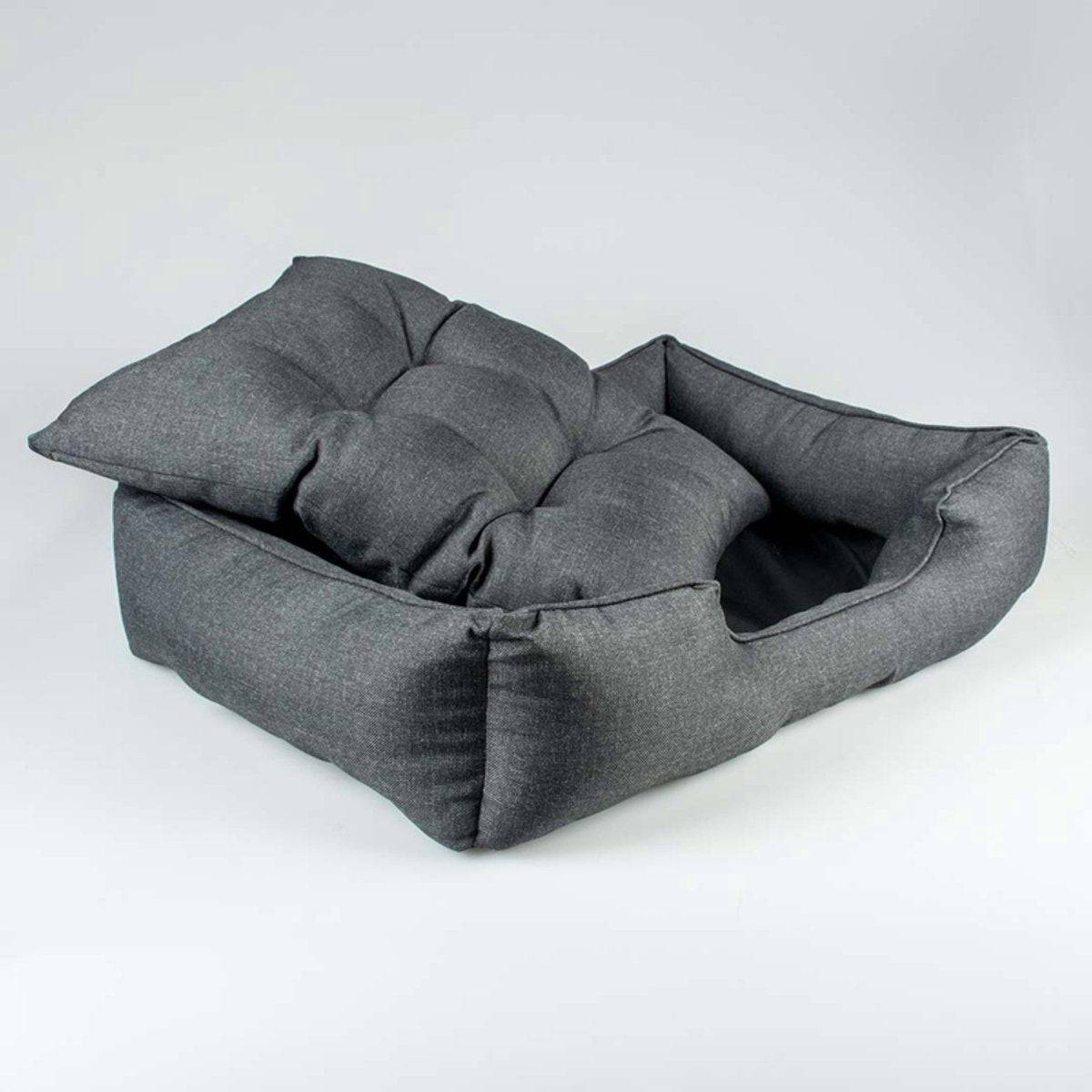 Dark grey Duvo Duratex dog bed in 60x80 cm size, plush and comfortable pet bedding for dogs.