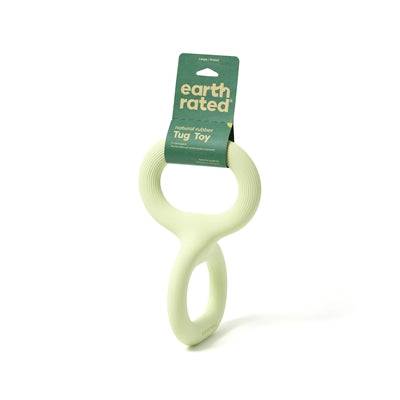 Earth Rated Tug Toy Rubber, durable LEKSAKER dog toy in bright rubber, 28x14x14 cm for active play and chewing.