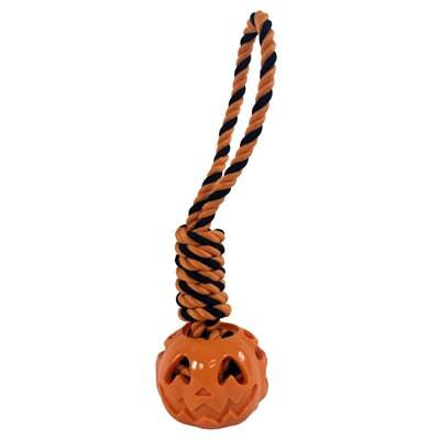 Fofos Halloween Pumpkin Rope Toy for dogs, 31 cm TPR material with a festive pumpkin design for Halloween play.