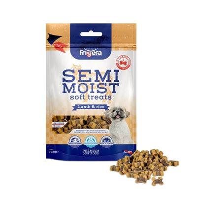 Frigera Soft Treats Bones Lamb and Rice, MJUKA SNACKS for dogs, showing soft, chewy dog treats in a variety pack.