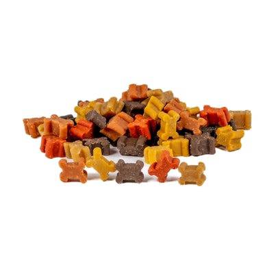 Frigera Soft Treats Mini Mix Bones, 500g, soft dog snacks with colorful bone shapes from the FRIGERA brand.