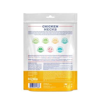 Frigera dried chicken neck snack in 250g pack, natural poultry treat for dogs, with visible chicken neck pieces in the image.