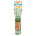 Good Boy Mega Chicken and Carrot Stick snack for dogs, 100g, showing the crunchy chicken and carrot treats in a resealable bag.