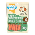 Good Boy Chicken & Carrot Sticks snacks for dogs, 90g package, natural dog treats with chicken and carrot flavor.