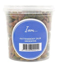 I AM Cat Treats Salmon & Vegetables, 70g, snacks biscuits for cats with salmon and vegetable flavor, shown in the package.