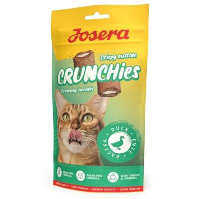 Josera Crunchies Duck snacks for dogs in a 60g package, featuring crunchy texture and duck flavor, brand JOSERA.