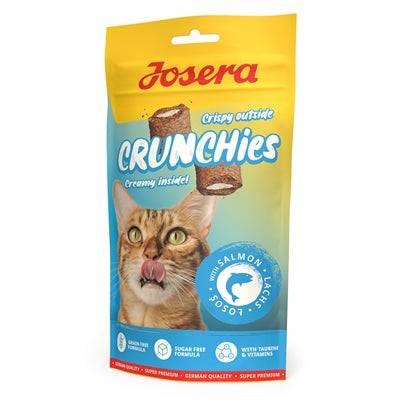 Josera Crunchies Salmon dog snacks in 60g package, showing crispy salmon-flavored treats by JOSERA.
