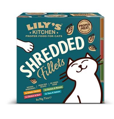 Lily's Kitchen shredded fillets wet dog food multipack with 8 cans of 70g each, natural pet food by Lily's Kitchen.