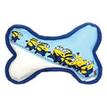Minions canvas squeaky dog toy in blue and white with bone shape, 21 x 14.2 x 5 cm, made by Minion.
