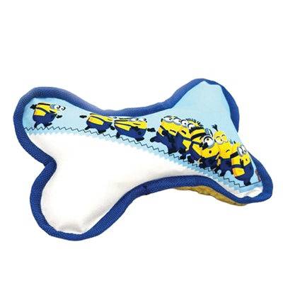 Minions canvas squeaky bone toy in blue and white, 21x14.2x5 cm, for dogs, by Minion.
