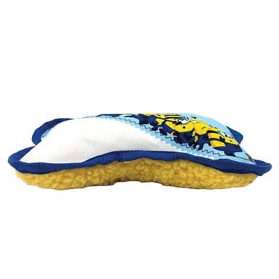Minions canvas squeaky dog toy in blue and white with bone shape, 21x14.2x5 cm, made by MINION.