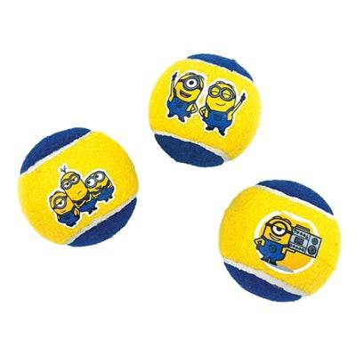 Yellow and blue Minions squeaky tennis ball for dogs, 6.5 cm, made by Minion, featuring Minions character design.