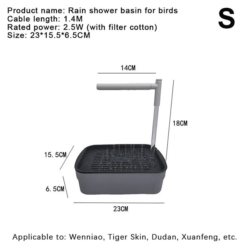 Pawciara automatic parrot bird bath with USB circulating fountain, electric water bathtub and shower for pet bird supplies.