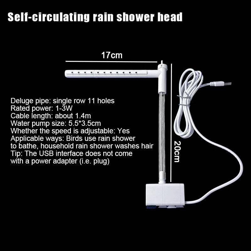Pawciara automatic parrot bird bath with USB circulating water fountain, featuring a tub and shower for pet bird hydration.