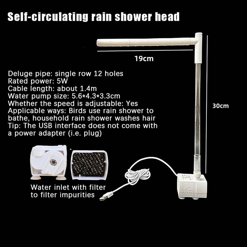 Pawciara automatic parrot bird bath with USB circulating fountain and water tub for pet bird bathing and drinking.