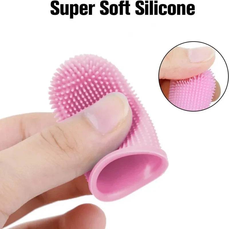 Pawciara Pet Finger Toothbrush in white, super-soft silicone for dog and cat dental cleaning and breath care.