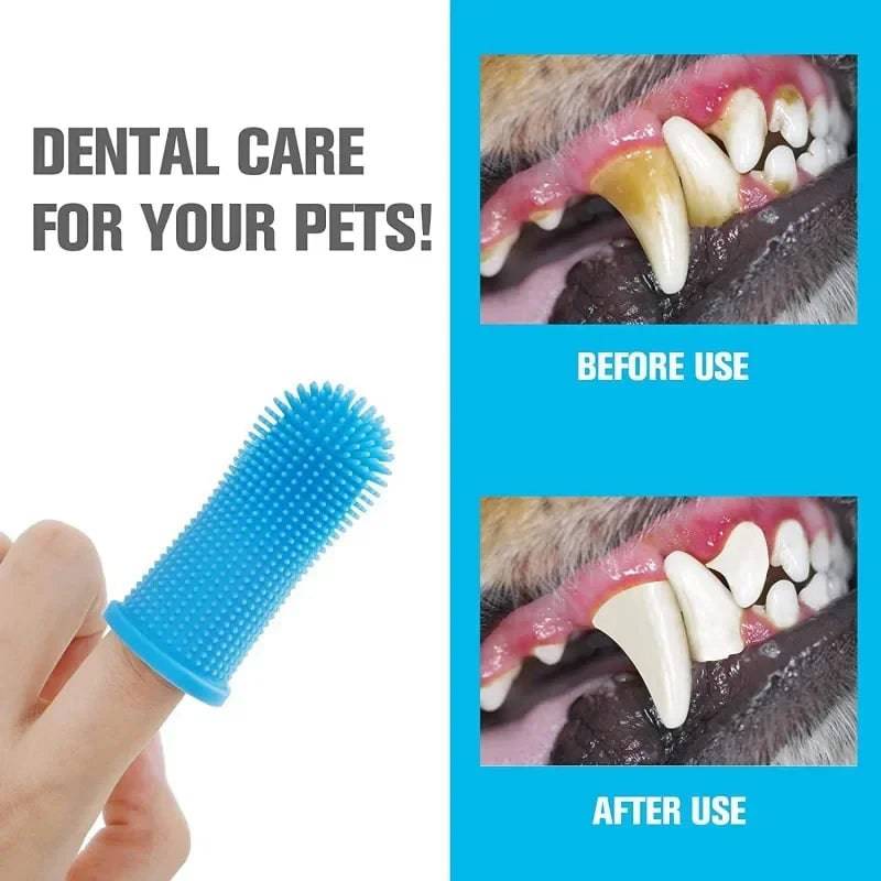 White silicone pet finger toothbrush from Pawciara for dogs and cats, super soft, ideal for gentle teeth cleaning and fresh breath.