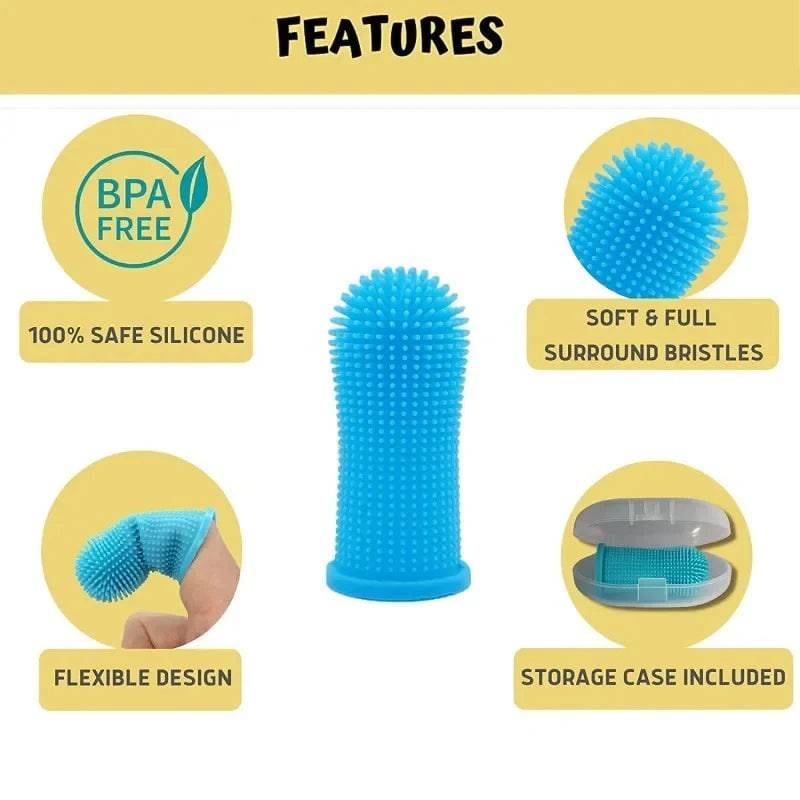 Pawciara pet finger toothbrush made of soft silicone for dogs and cats, designed for gentle dental cleaning and fresh breath.