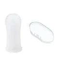 Pawciara pet finger toothbrush in white silicone, designed for gentle teeth cleaning and fresh breath for cats and dogs.