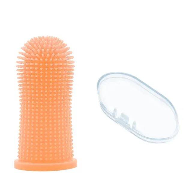 White silicone pet finger toothbrush from Pawciara for dogs and cats, super-soft, gentle dental cleaning and breath care.