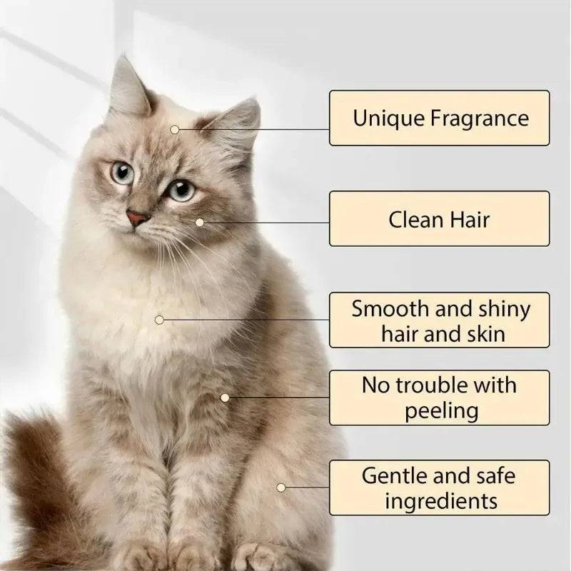 Pawciara Gentle Pet Shampoo for dogs and cats, moisturizing cleanser with softening, anti-mite, and odor-removing properties.