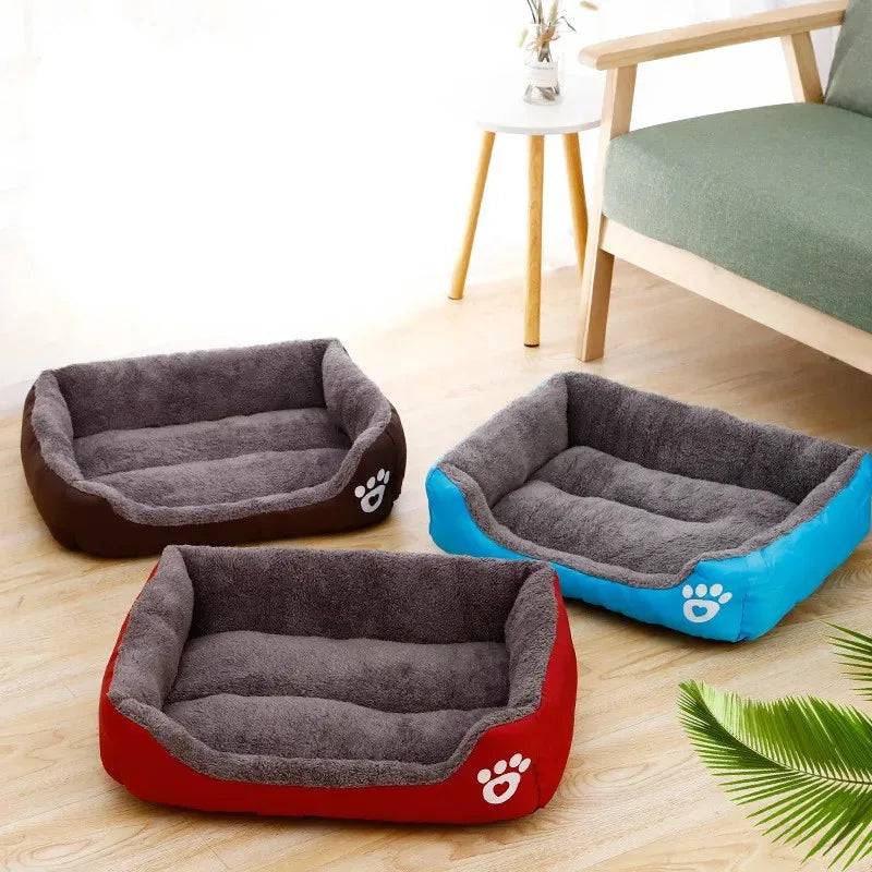 Large Pawciara pet bed and house for dogs and cats, warm square nest with candy-colored fabric, suitable for small to large pets.