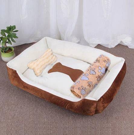 Large Pawciara pet bed and house with warm, candy-colored square nest for dogs and cats, suitable for small to large pets.