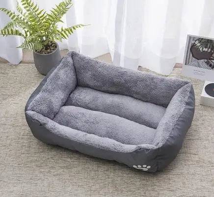 Large Pawciara dog and cat bed in warm, candy-colored square shape, cozy pet house for small to large dogs and cats.