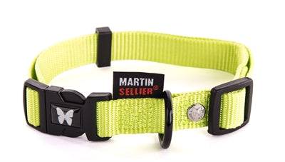Green Martin adjustable nylon dog collar by Pawciara, 45–65 cm, suitable for pets, made of durable nylon for everyday use.