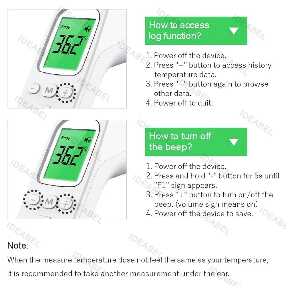Pawciara digital infrared pet thermometer measuring a dog's temperature with a handheld non-contact device.
