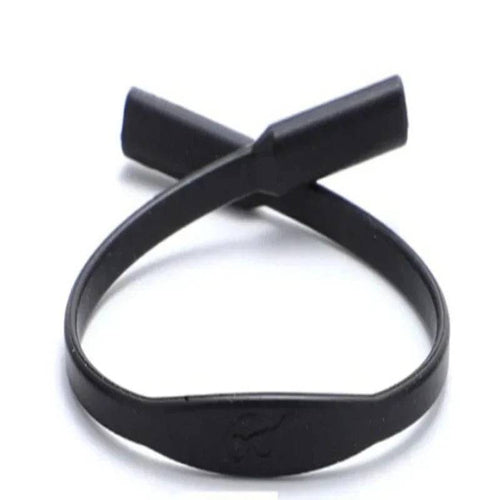 Set of 8 black silicone pet glasses straps by Pawciara, anti-slip lanyards for small dogs and cats to secure sunglasses or glasses.