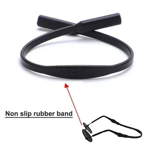 Black silicone anti-slip pet glasses strap lanyard from Pawciara, ideal for small dogs and cats, keeps glasses secure.