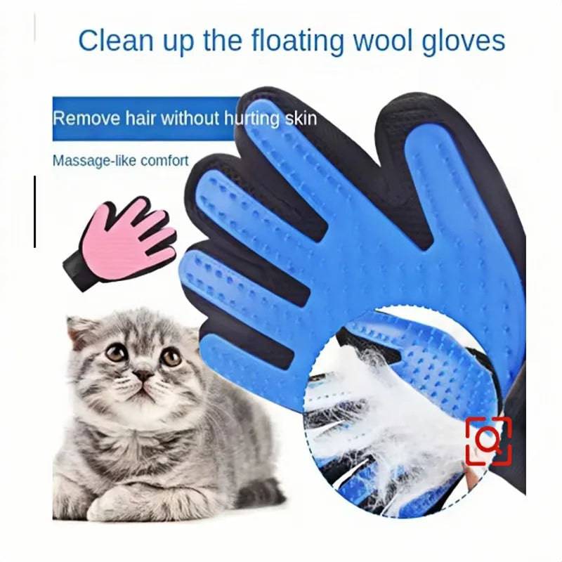 Black Pawciara pet grooming glove with deshedding bristles, designed for dog and cat hair removal and gentle massage.